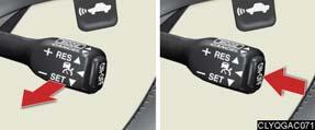 Conventional (constant speed) cruise control mode Canceling Press the ON-OFF button.