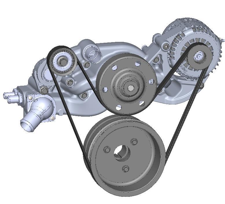 Type II power steering pump with baffled reservoir (does not apply to 20-182, 20-182BK, 20-182P, 20-192, 20-192BK, 20-192P, 20-202, 20-202BK, 20-202P, 20-187, 20-187BK, and 20-187P) OE pulley ratios