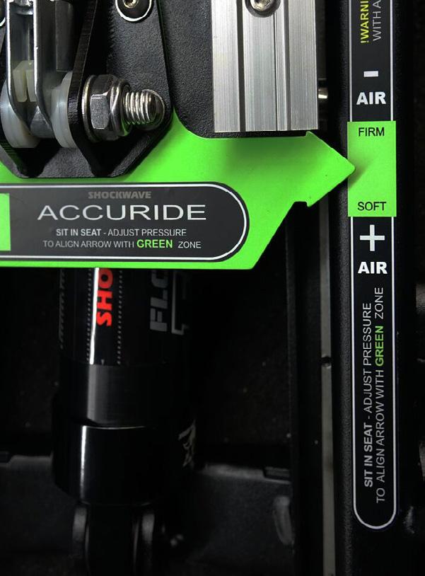 STANDARD ACCURIDE ALL PAYLOADS AND SEA CONDITIONS ACCURIDE is a feature that provides immediate confirmation that the FOX Float H20 shock is set correctly for your body weight.