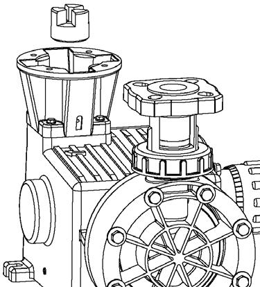 7.6 Motor Removal & Reinstallation 1. Disconnect the power source to the drive motor. 2. Disconnect the motor wiring from the motor. 3. Remove the four bolts retaining the motor to the motor adaptor.