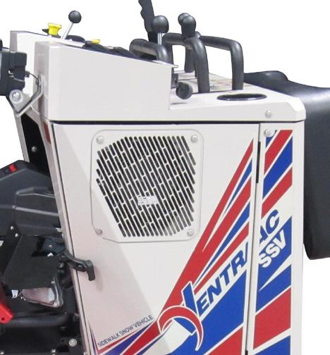 SERVICE Servicing Hydraulic Oil Cooler 1. Brush any dirt and debris from the oil cooler screen () in the left door. 2.
