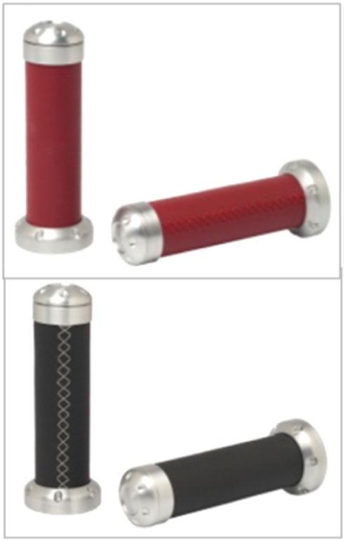 Aluminum-leather handgrips Handmade both in saddle color range material (grey and red) and in genuine leather (black and natural leather).