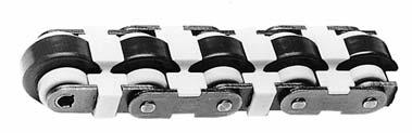 The difference in diameter of the rollers causes the speed of the conveyed object to be approximately 2.5 times the speed of the chain.