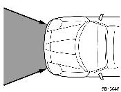 SB13046 The SRS airbag system is designed to activate in response to a severe frontal impact within the shaded area between the arrows in the illustration.
