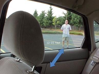 MONTANA DRIVER EDUCATION AND TRAINING CURRICULUM GUIDE page 3 Slide 6 Vehicle Blind Area Continuing to have him move around the vehicle we see that he has to move about 4-5 meters away from the car