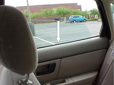 With practice you can place the rear of the car within 3-6 inches of a line or curb using this reference point.