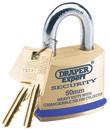 PADLOCKS Heavy Duty Solid Brass Padlocks Draper security rating: 7/10 Solid brass body with hardened steel shackle Replaceable mushroom pin tumbler Bumper to prevent damage to locked items 64167
