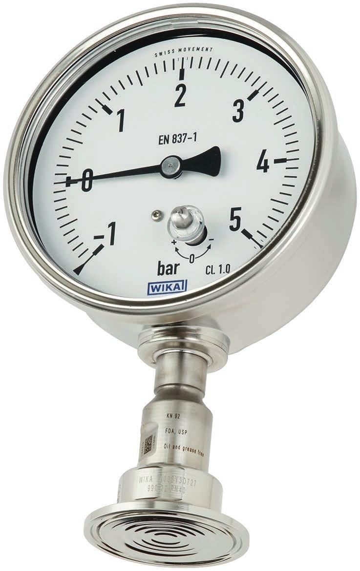 JUNE 2018 Pressure Pressure gauge in hygienic design with mounted diaphragm seal With clamp connection Model DSS22P WIKA data sheet DS 95.