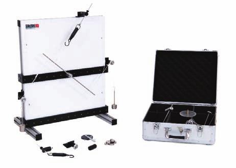 The base unit is a freestanding board. All the parts necessary for the experiment can be quickly attached to the board straps and perimeter grooves on the edge of the board.