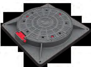 ircular Manhole over With Square Frame - EN 124 Standard, lass B125, 250, D400 - Single hinged cover to 115 - Double hinged cover to 180 - Easy opening with a special wrench - EPDM Gasket -