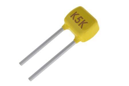 Radial hrough-ole Multilayer Ceramic Capacitors Goldmax, 300 Series, Radial, Conformally Coated, Ultra-Stable X8R Dielectric, 25 200 VDC (Commercial and Automotive Grade) Overview KEME s Goldmax