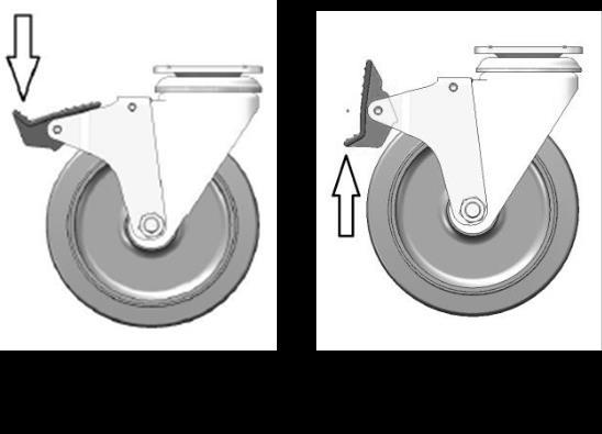 Single Pedal Braking Pedals are located on each side of the base and are used to adjust the caster function.