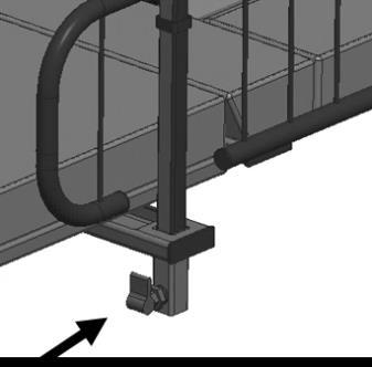 The side rails must be locked in place by the locking pins.