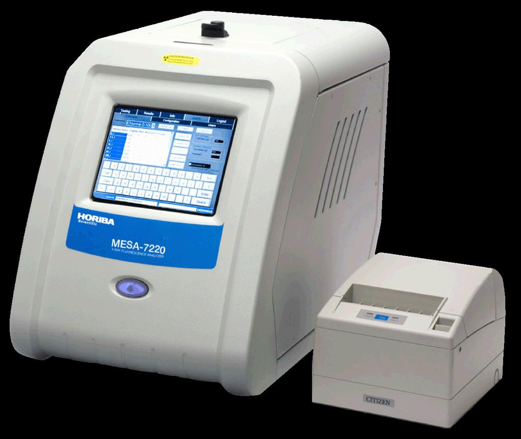 Designed for Easy Operation The MESA-7220 is a compact and lightweight analyzer that can readily measure sulfur and chlorine content in petroleum products down to ppm levels in just 3 minutes.