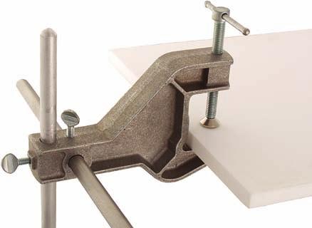 75 x 1" (400 x 305mm) 1.9" (48mm) 91630 $198.00 916300 Bench Clamp Aluminum bracket with arm fastens quickly and firmly to any convenient shelf. Accepts 0.