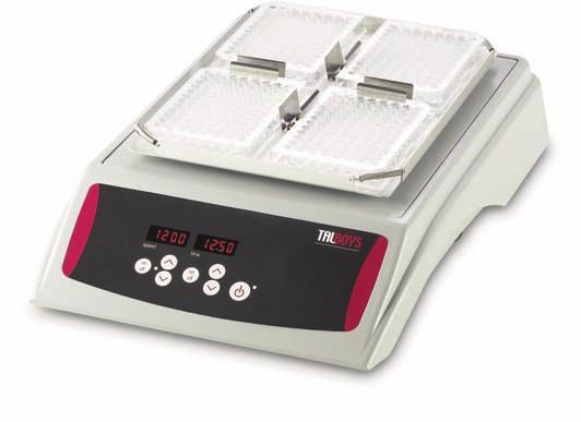 SHAKERS ADVANCED 1000MP Microplate Shaker Holds up to 4 microplates or micro-tube racks Accepts deep well plates Timer with audible alarm The Talboys Advanced 1000MP Microplate Shaker is ideal for