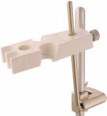 Clamp unit attaches to optional standard support rod with builtin reinforced hook connector. Adjusting nut faces forward for easy use. Aluminum support rod attaches to optional porcelain base.