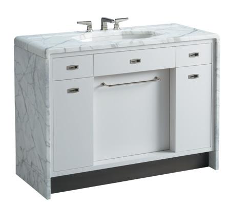 Consoles and Vanities Vanities KALLISTA 18 Jeton Wood Vanity (Shown in Blanche Lacquer) P73057-00 Marble Top and Sides (Shown in Statuary White) P73059-00 Undercounter Stone Basin/Undercounter Basin
