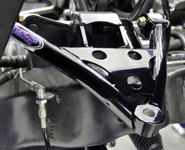 Install the Detroit Speed upper control arms to the factory upper control arm mounts.