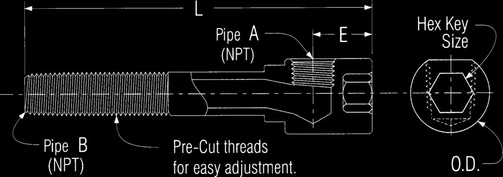 Allows Connecting Pipe Fittings to be Torqued Tight Without Choking Off Flow Accurate Length Adjustments are Easy With the Patented Thread System Specifically Designed to Maintain