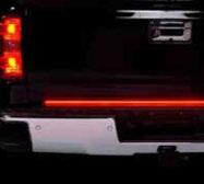 Available for Silverado and Colorado, this slim tailgate light bar features high-power LED lights that illuminate with the vehicle s running lights and communicate your braking, reversing and turning