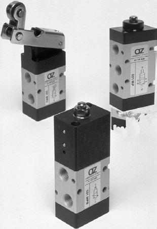 Mechanically actuated valves 3/2-5/2 spool valves with 1/8-1/4" NPT threaded ports BSP version avaiable on request Installation in any position Comprehensive range of actuations, direct or