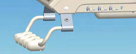 The handpiece holder angle can be adjusted by using an Allen wrench to loosen two set screws on the bottom of the holder and rotating the holder to the desired angle; then retightening the