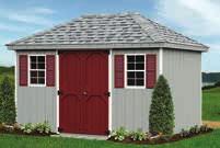 Black Shingles, White Trim, Red Shutters Extra 3' Door, Vents Traditional Style Traditional