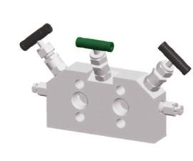 0) 3.35" (85.) 4.37" (0.0) 2.74" (69.5) 2.74" (69.5) 5.7" (45.0) 3-valve Manifold 3D -FNS8-C Inlet/ Outlet/ 3.54" (90.0) 0.