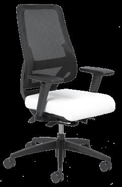 The upper back shape encourages free lateral movement. Features a weight sensing synchro-tilter mechanism (-) that requires no tilt tension adjustment.