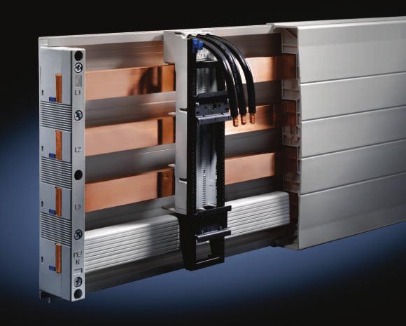 Busbar systems 3 and 4 pole Support + bars + contact hazard protection Flat