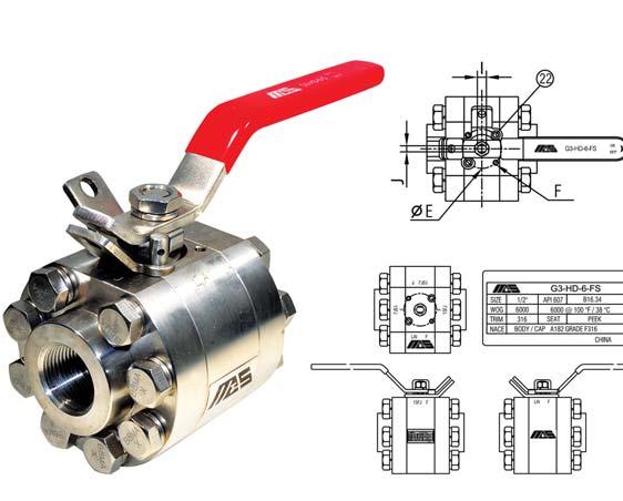 G3-HD-6-FS G Series Forged Stainless Steel 6 WOG Ball Valves API 67 2.