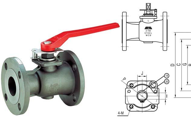 F-15-CS-R-SS-N F Series Flanged Carbon Steel Ball Valves 3.2 Reduced port, One piece body ANSI B16.