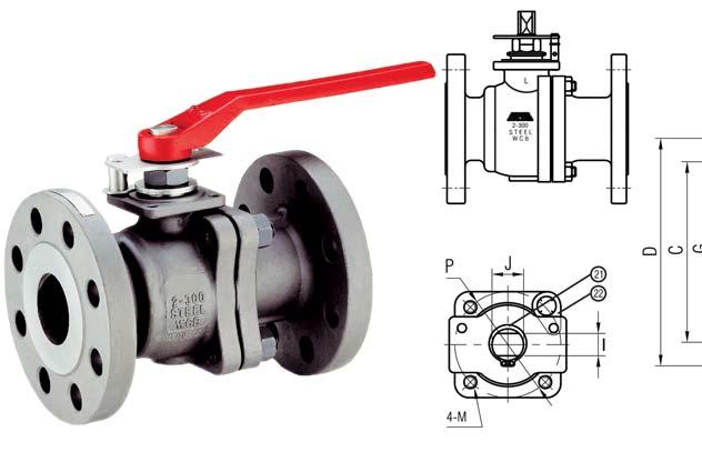 F-3-CS-F-SS-N F Series Flanged Carbon Steel Ball Valves 3.5 Full port, Two piece body ANSI B16.