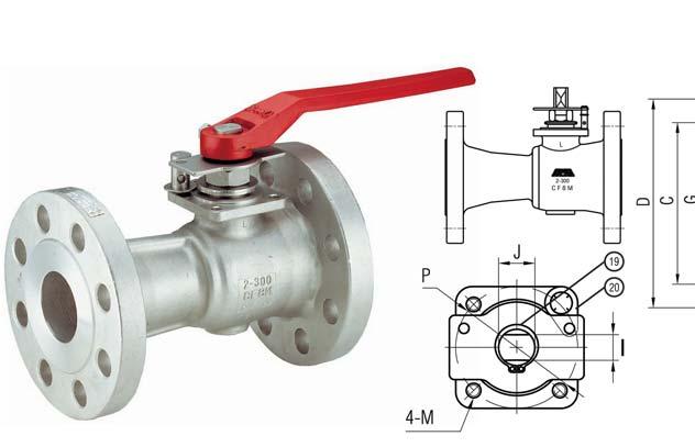 F-3-SS-R-N F Series Flanged Stainless Steel Ball Valves 3.1 Reduced port, One piece body ANSI B16.