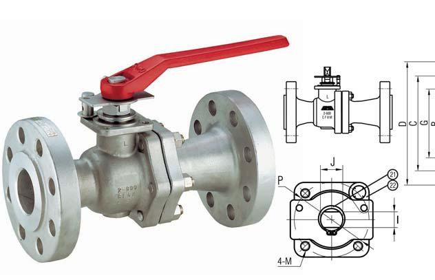 F-6-SS-R-N F Series Flanged Stainless Steel Ball Valves 3.12 Reduced port, Two piece body ANSI B16.
