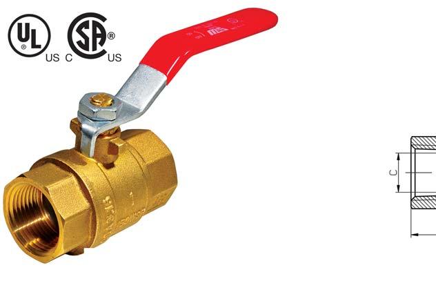 B-1-F B Series Forged Brass Ball Valves 5.1 Forged 2 piece construction Full port ASME B1.2.1 NPT ends, Chrome plated ball Adjustable packing gland Class 15 WSP, 6 WOG Certified to: CSA 9.