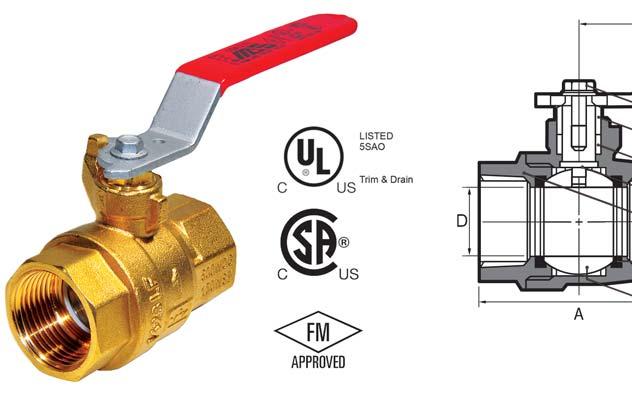 B-3-LF B Series Lead Free Forged Brass Ball Valves 5.5 Forged 2 piece construction, Full port ANSI B1.2.1 NPT ends, Chrome plated ball Adjustable packing gland Class 15 WSP, 6 WOG Certified to: ANSI Z21.