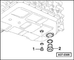 Page 20 of 44 38-20 - Remove ATF drain plug -1- and drain ATF. - Loosen bolts of oil pan in diagonal sequence.