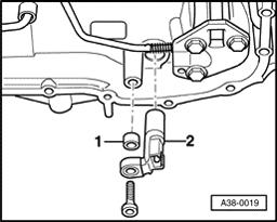 Page 40 of 44 38-40 Transmission Vehicle Speed Sensor (VSS) -G38-, removing and installing Removing - Removing oil pan page 38-19.