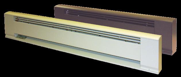 3900 Series Hydronic Electric Baseboard Heater Permanent mount self contained unit. Heating elements are immersed in a heat transferring liquid enclosed by a Copper tube casing with Aluminum fins.