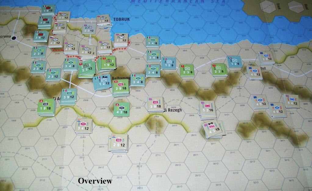 The 1 st South African Division strikes at an isolated infantry battalion from the 15 th Panzer. The Commonwealth has plenty of artillery support, but the Axis has close support aircraft.