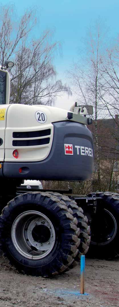 COMPACT WHEELED EXCAVATOR TEREX TW110 The undercarriage The undercarriage combines high off-road ability with drive power.