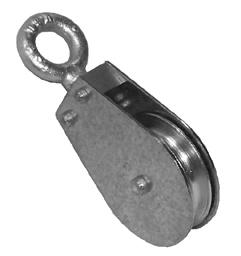 Fire Safety Curtains Swivel Eye Pulley Used in fire lines. 2 1 /4" (57.1 mm) sheave grooved for 1 /8" (3.175 mm) wire rope.