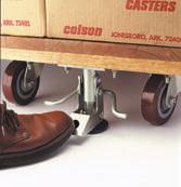 Colson Floor Lock Brakes are designed for use on level surfaces and are not recommended for use on inclined surfaces. It is important to select a floor lock model that clears the floor when retracted.
