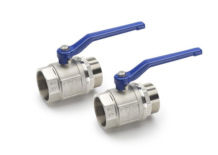 RAUGEO CLICK Metal Ball Valve Set Set consisting of 2 ball valves with 2 connection threads for shutting off the header pipes from the manifold.