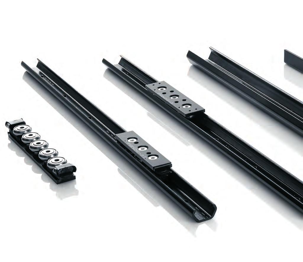 COST-EFFECTIVE REVOLUTION IN LINEAR MOTION 2 NEW PATENTED T RACE-NOX THERMOCHEMICAL CASE HARDENING AND BLACK OXIDISING TREATMENT MAXIMUM COMPACTNESS Compact C section rails in a range of sizes, with