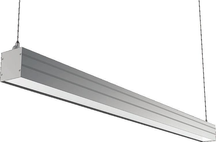 LED LINEAR CORTANA This simple and elegant suspended LED linear light with wide optics is ideal for general uniform ambient lighting applications where clean, modern architectural design is required.