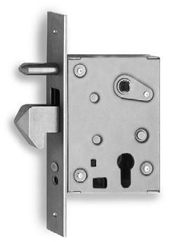 Locks for sliding doors and gates Prezzo unitario e Mortice locks operating with European profile cylinder. One throw and hook bolt, Front plate in tropicalised steel. Supplied with cylinder Ref.