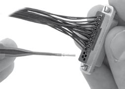 3- Extraction of the contacts 1 - Engage the appropriate cable into the longitudinal slot of